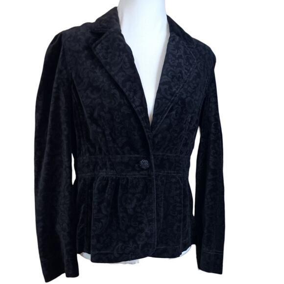 Y2K Velvet Gothic Punk Victorian Style Jacket L Dark Academia Gathers Art Peplum - Picture 11 of 12